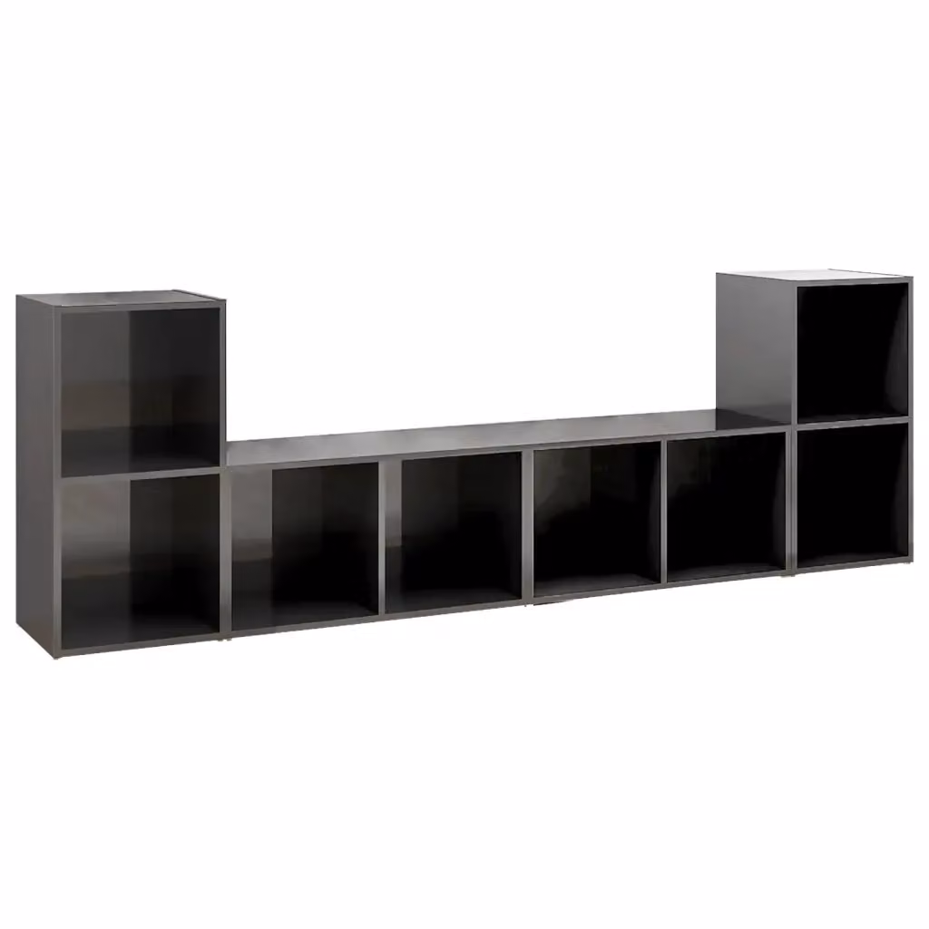 Set di 4 mobili TV vidaXL in legno multistrato grigio lucido L: 72 cm, P: 35 cm, H: 36,5 cm – 2