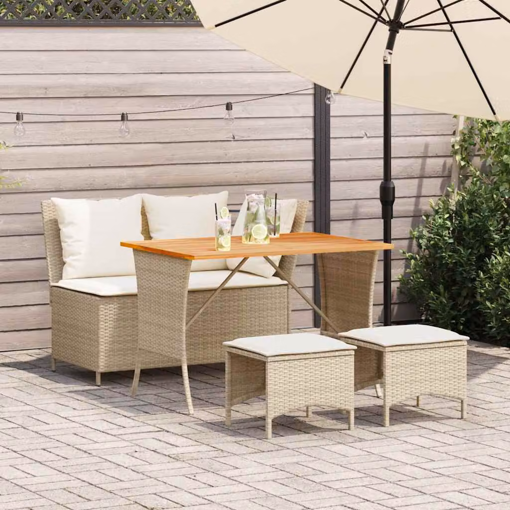Maison Exclusive - Set da pranzo da giardino 4 pezzi con cuscini in polyrattan beige