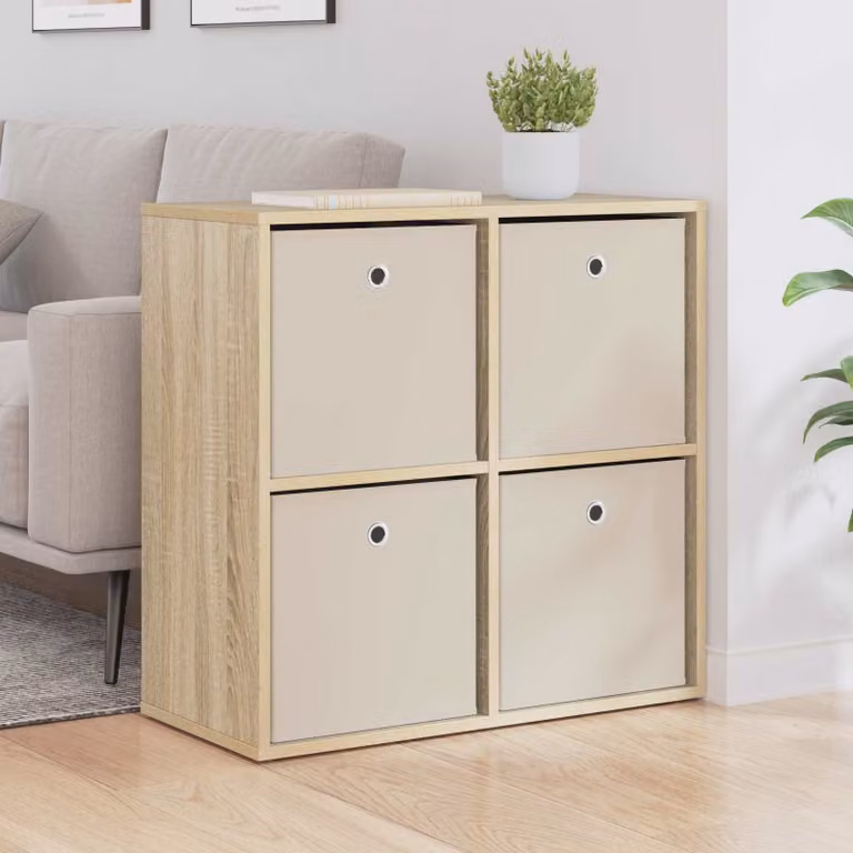 Credenza moderna vidaXL in rovere sonoma, colore marrone e beige, L: 68,5 cm, P: 32 cm, H: 67 cm