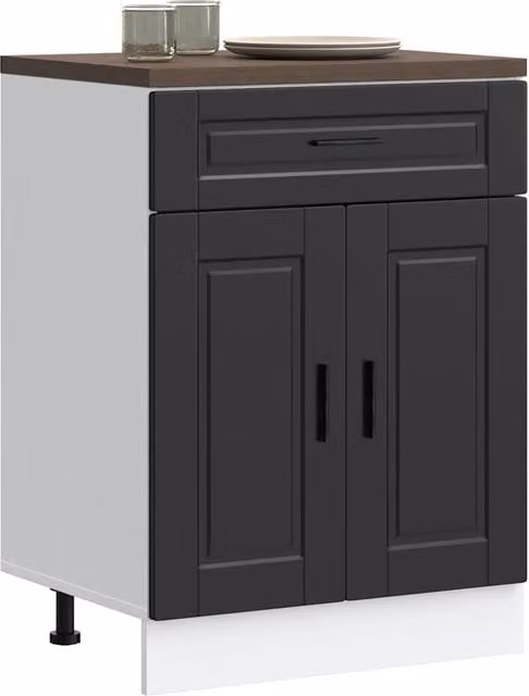 Armoire de cuisine Porto noir bois d'ingénierie