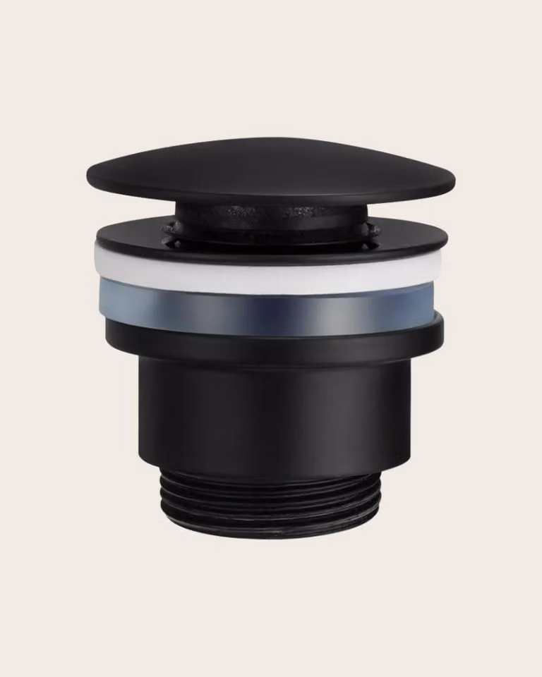 Piletta click clak per lavabo e bidet universale in ottone zama nero opaco