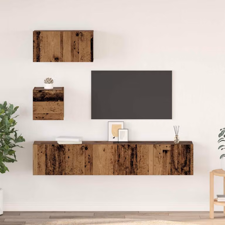 Set mobile TV moderno vidaXL in 3 pezzi color marrone in legno e MDF per soggiorno