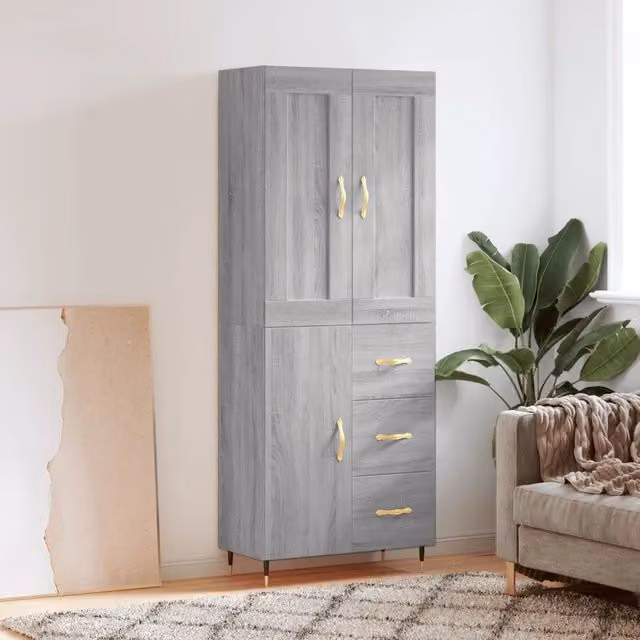 Credenza-Buffet-Armadio da cucina Grigio Sonoma 69,5x34x180 cm in Legno Multistrato 672263