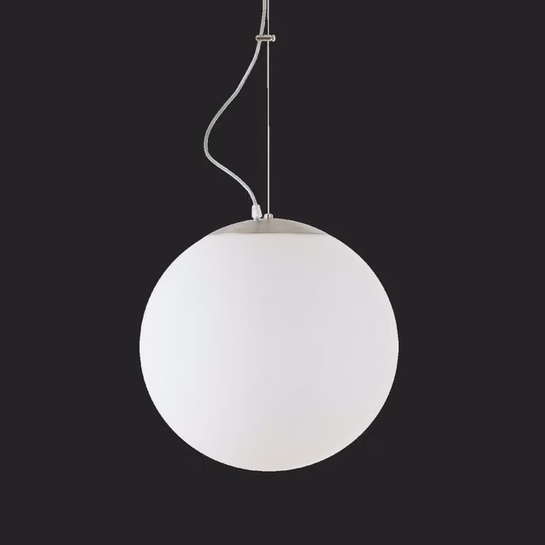 OSMONT ADR72593 ADRIA L3 HP apparecchio a sospensione in vetro acciaio inox spazzolato / bianco IP40 4000 K 52W LED combinazione di emergenza 3 h