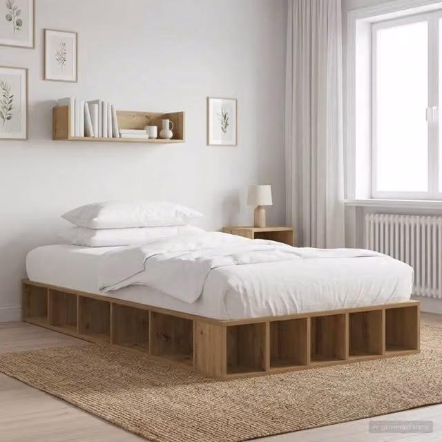Letto con contenitore a sollevamento vidaXL in legno color marrone L 200 x L 80 cm