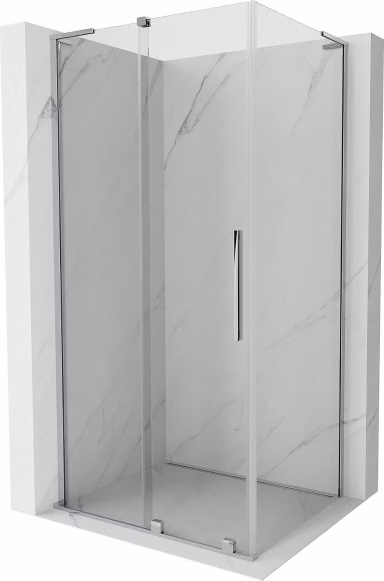 Mexen Velar L cabina doccia scorrevole 90 x 100 cm, trasparente, cromo - 871-090-100-03-01