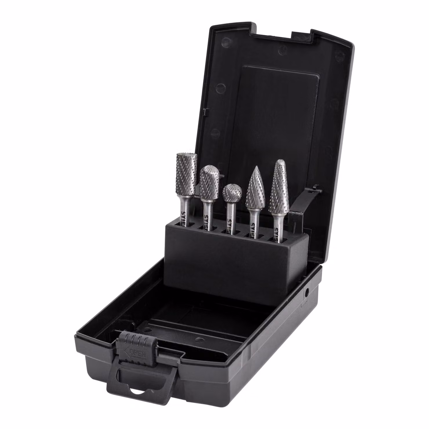 Set di frese STIER, 5 pezzi, versatili per lavori di fresatura precisi su metallo, legno e plastica, resistenti e di alta qualità per lavorare senza problemi
