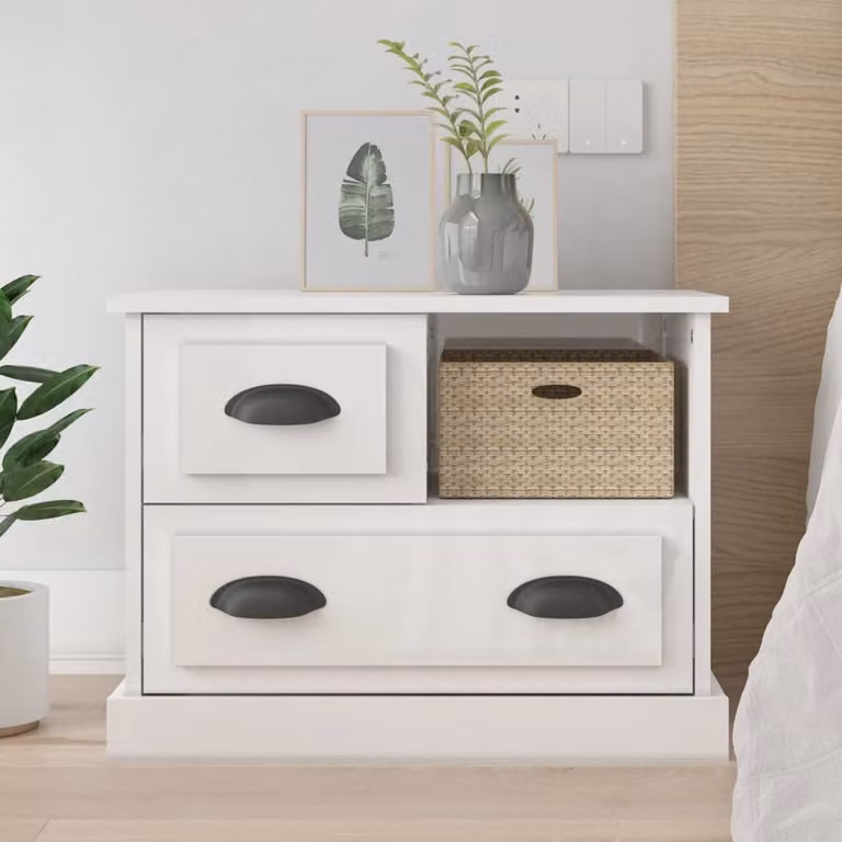 Comodino moderno vidaXL bianco lucido L: 60 cm, P: 39 cm, H: 45 cm