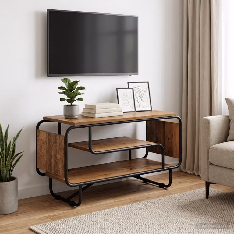 vidaXL Supporto TV in stile industriale marrone con legno e metallo L/P/H: 80 x 36 x 45 cm