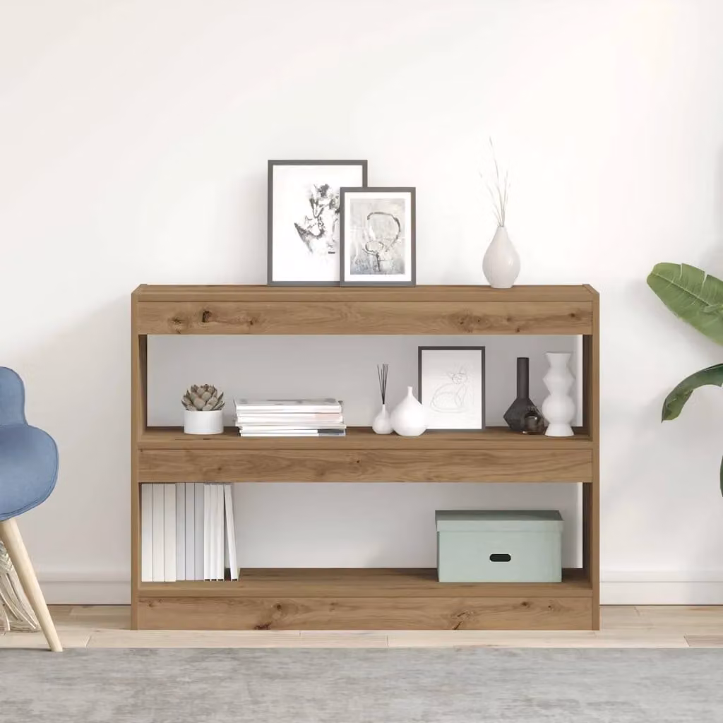 Libreria vidaXL a 2 livelli in legno marrone con pannello posteriore L: 100 cm, P: 30 cm, H: 72 cm