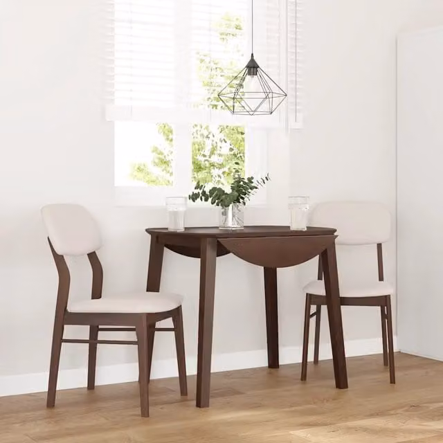 Set di 2 sedie da pranzo moderne vidaXL in legno di Hevea marrone con cuscini in tessuto