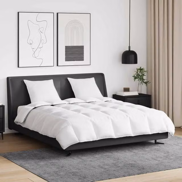 Set di 3 pezzi Duvet Invernale e Cuscini vidaXL in Cotone e Piume, Bianco