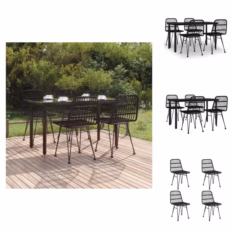 vidaXL Set da pranzo da giardino 5 pezzi in poly rattan nero - Set di mobili da giardino