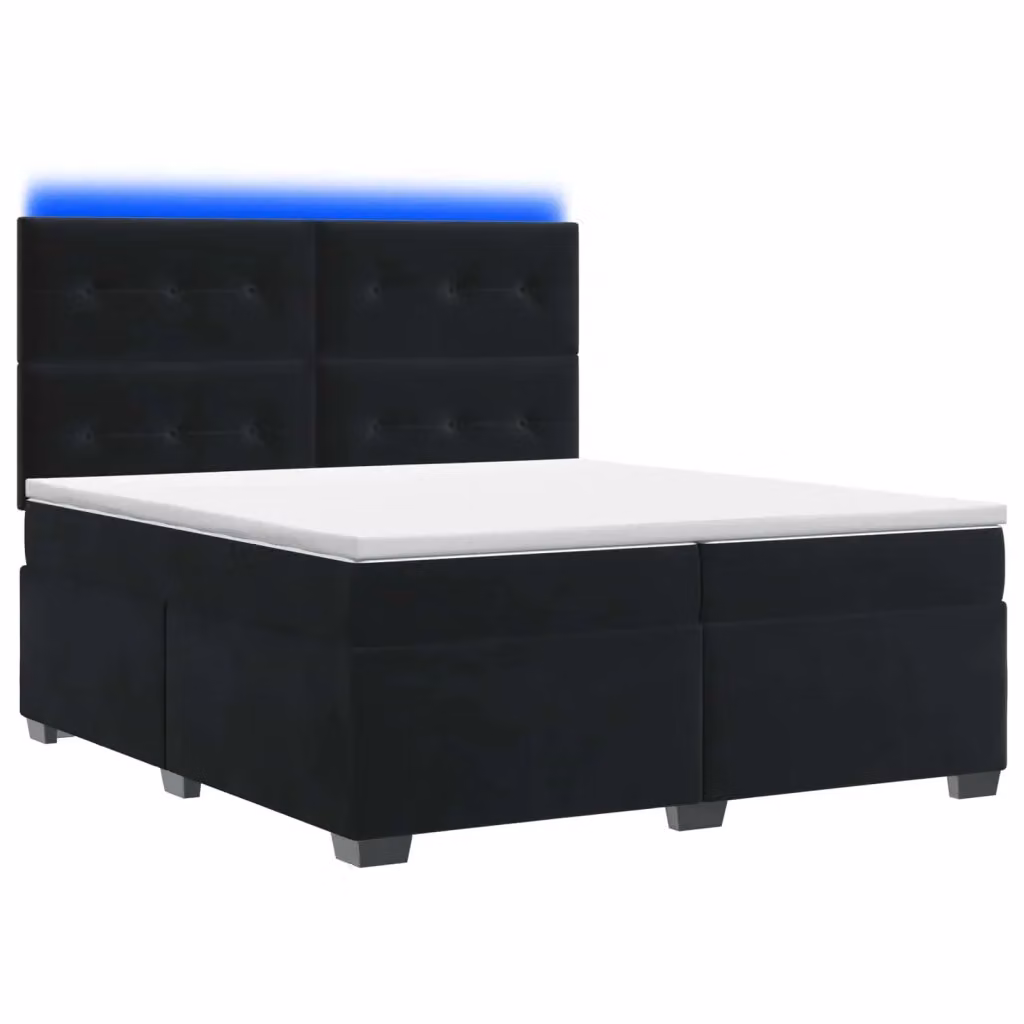 Letto box spring ibrido vidaXL con materasso a molle insacchettate e base contenitore, rivestimento in velluto nero, L/P/H: 200 x 200 x 140,5 cm – 2