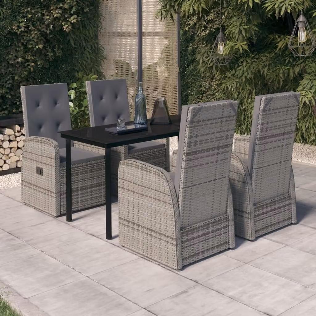 Maison Exclusive - Set da pranzo da giardino a 5 pezzi con cuscini grigi