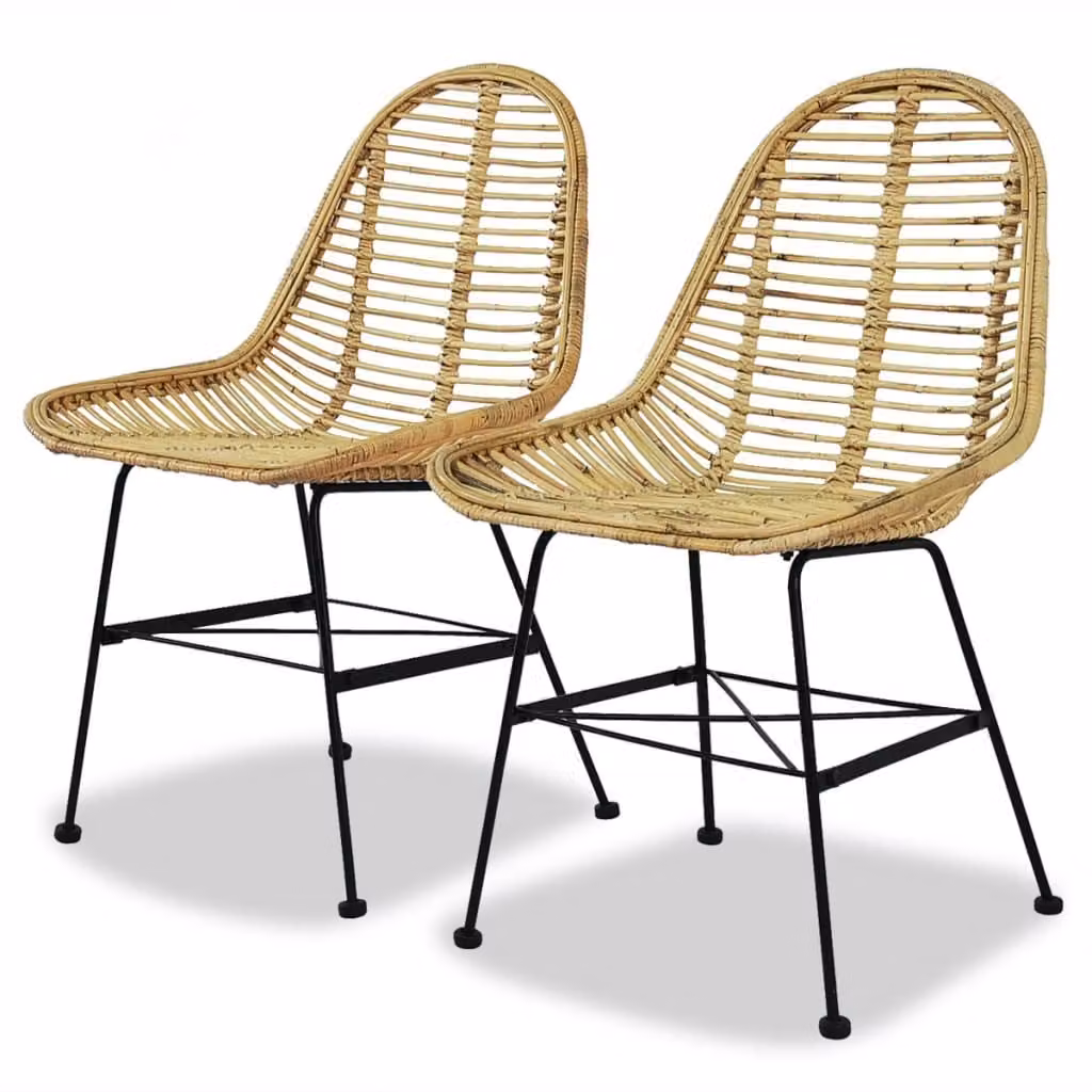 The Living Store Sedie da pranzo 2 pz. Rattan naturale