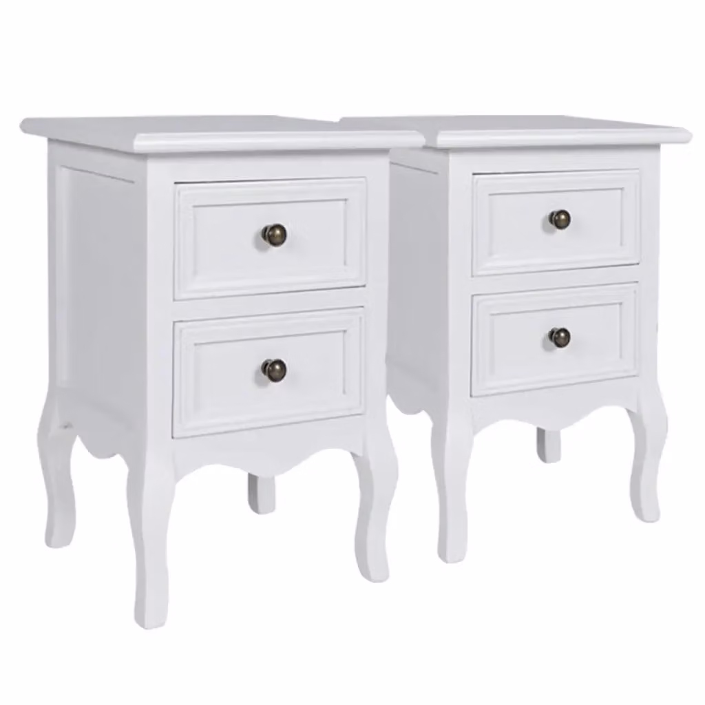 Set di 2 comodini vidaXL in MDF bianco con 2 cassetti per camera da letto – 2