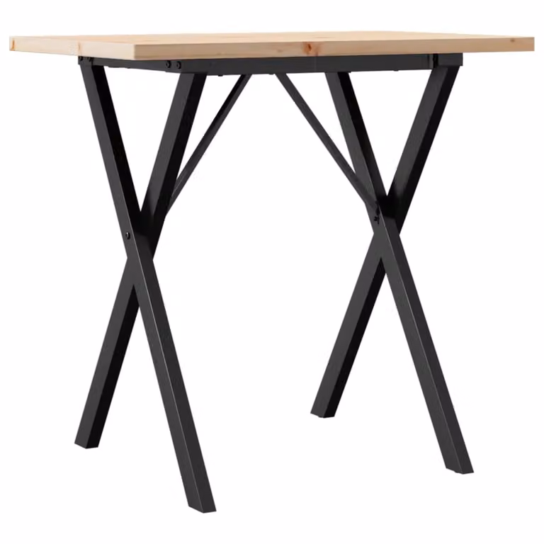 Tavolo da Pranzo Telaio a X 80x50x75,5 cm Legno Pino e Acciaio
