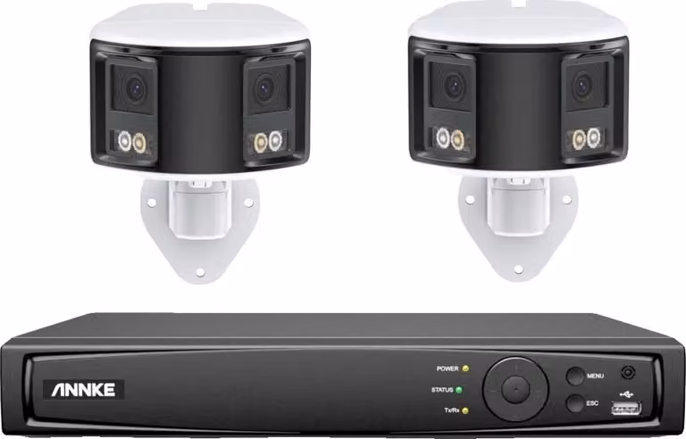 Sistema di telecamere di sicurezza, risoluzione 6MP, visione panoramica a 180°, 2 pezzi 0 TB