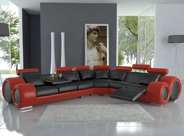 LEDER SOFA LEDERCOUCH ECKSOFA WOHNLANDSCHAFT SCHWARZ WEIß ECKCOUCH DESIGN SOFA