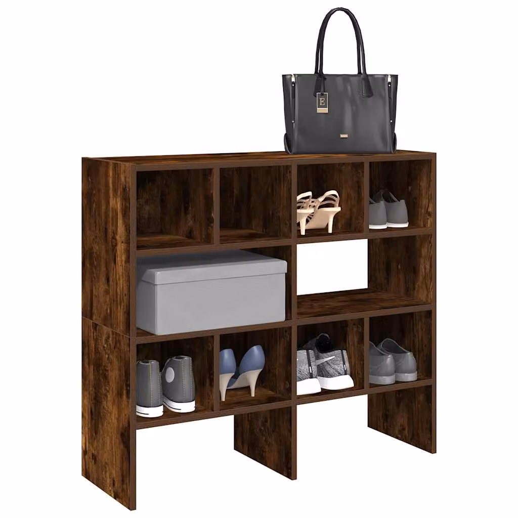 Set di 2 scarpiere impilabili vidaXL in legno Rovere Fumo, L/P/H: 89,5 x 30 x 40 cm