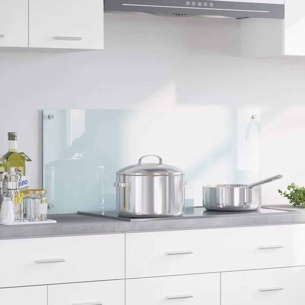 Schienale da cucina vidaXL in vetro temperato bianco, L: 100 cm, H: 40 cm