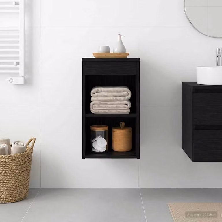 Armadio da bagno moderno vidaXL In-between Rovere Nero L: 30 cm, P: 35 cm, H: 50 cm