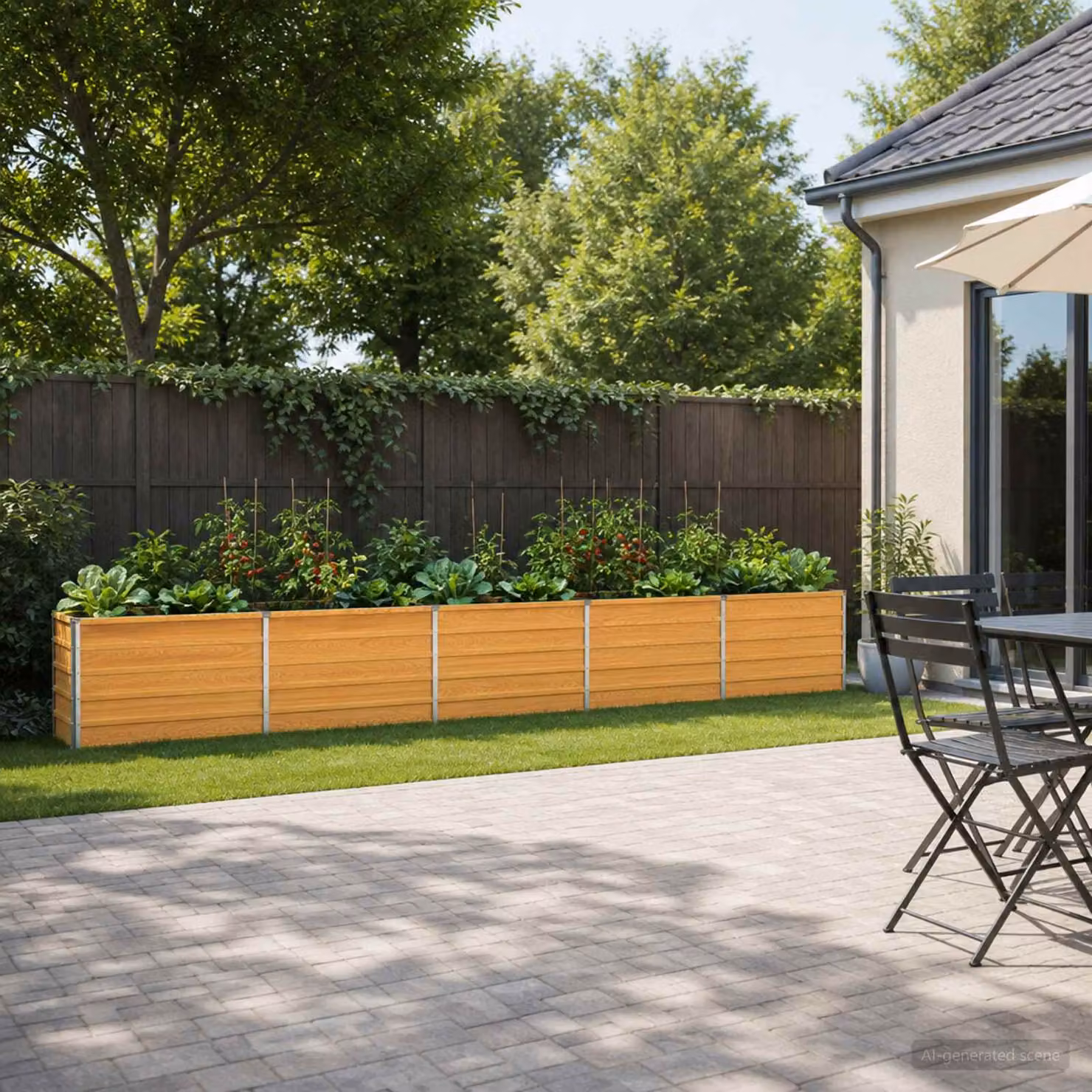 Letto rialzato da giardino vidaXL in metallo Corten marrone L: 400 cm, P: 40 cm, H: 55 cm