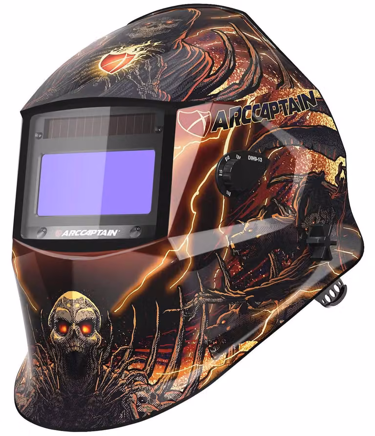 Casco da saldatura automatico - Maschera da saldatura auto-oscurante - Visione True Color - 4 sensori di arco - Tempo di commutazione 1/25000 s - Batteria solare e al litio - Per MIG, MAG, TIG, MMA