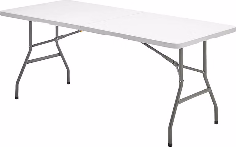 Tavolo rettangolare pieghevole in HDPE 180x74x74 cm. Colore bianco