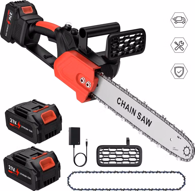 Troncatrice a catena elettrica - Motosega a batteria - Lame da 30 cm - Motore brushless da 3500W - 20000 giri/min - Sistema a 21V - Include 2 batterie