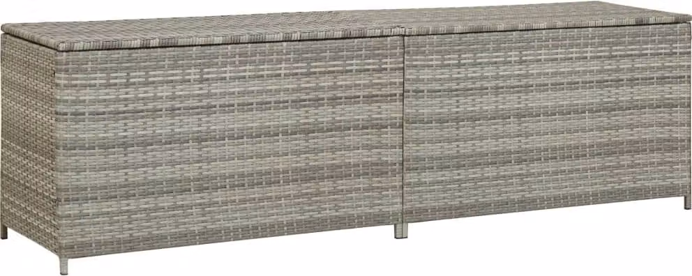 Baule da Giardino in Polyrattan 200x50x60 cm Grigio