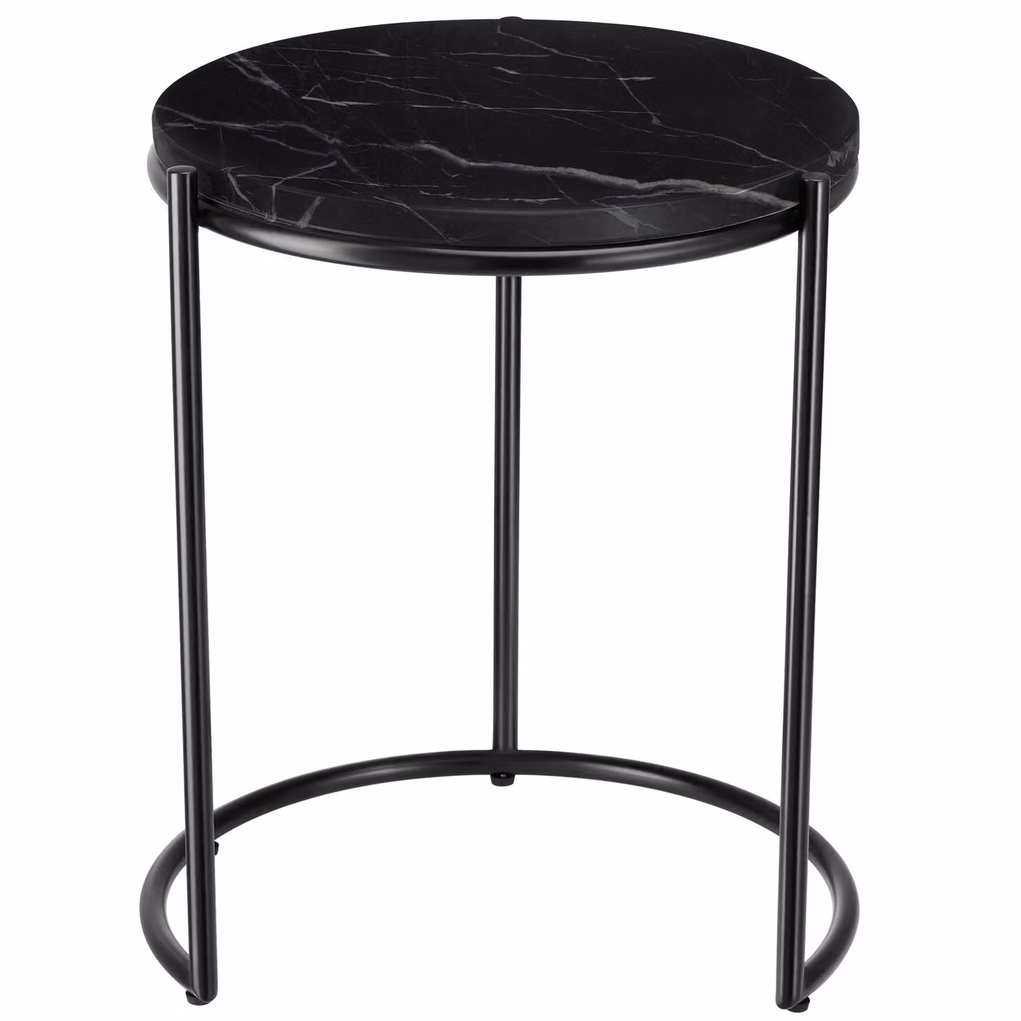 Set di 2 tavolini rotondi Tectake neri con piano moderno e struttura in metallo – 1