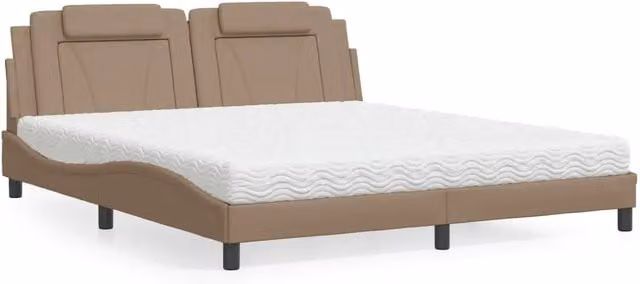 Letto Viana vidaXL con materasso in similpelle color cappuccino, L/P: 180 x 200 cm