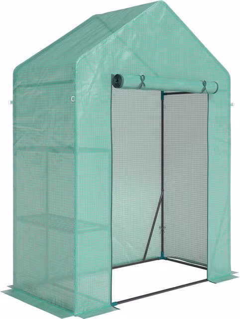 Outsunny Serra da Giardino Verde con Scaffale a 2 Ripiani, L 143 x P 73 x H 195 cm – 1