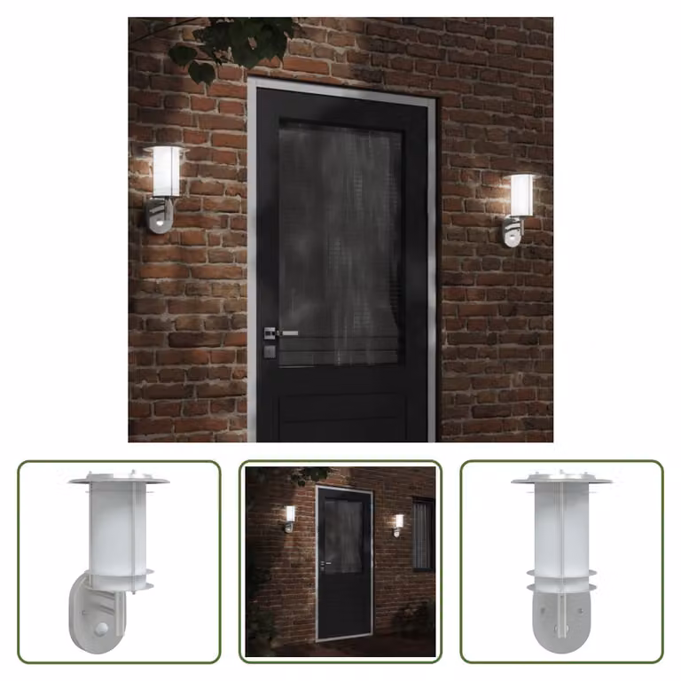 The Living Store Applique da esterno con rilevatore di movimento in acciaio inox argento