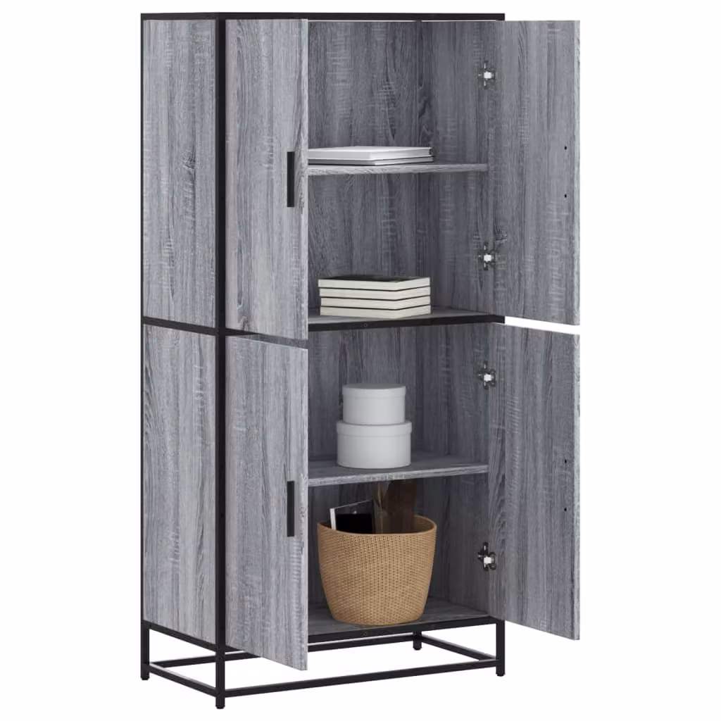 Credenza sospesa vidaXL in stile industriale Grigio con ante a battente e ripiani interni L: 68 cm, P: 35 cm, H: 139 cm – 1