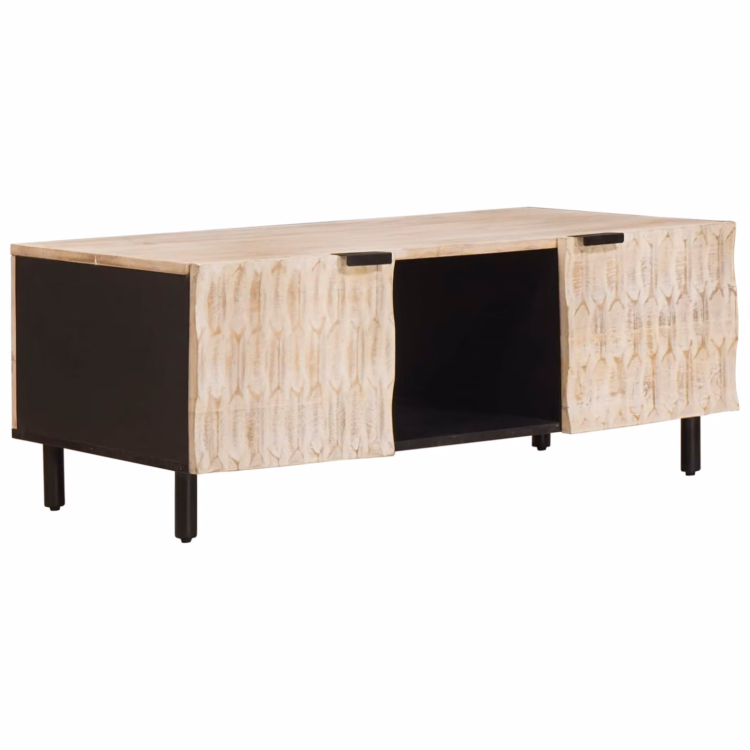 vidaXL Tavolino da salotto moderno in legno di mango Bianco e Nero L: 100 cm, P: 54 cm, H: 40 cm