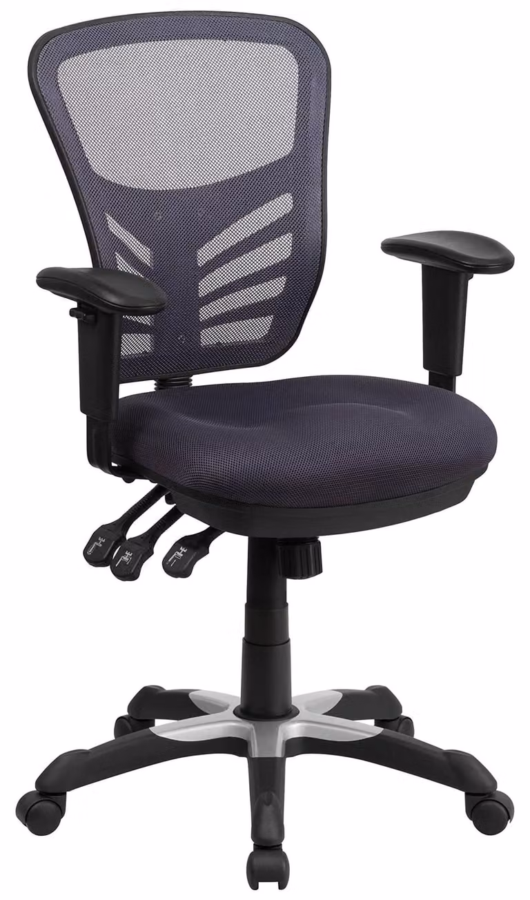 Sedia girevole ergonomica con schienale in rete e braccioli regolabili