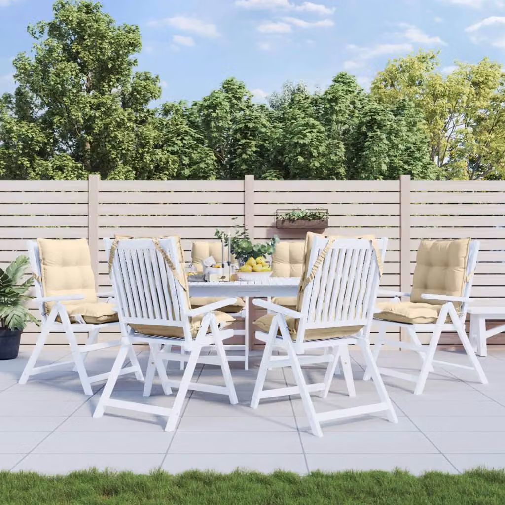 Set di 6 cuscini per sedia con schienale basso vidaXL in tessuto Oxford beige, impermeabili e traspiranti
