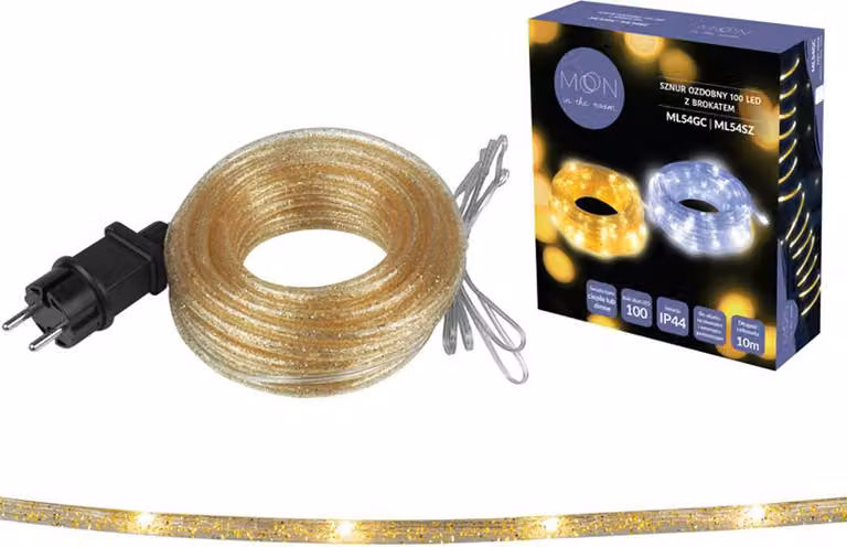 Illuminazione natalizia stringa di luci Moon In The Room 100 LED stringa con lampade dorate glitterate Bianco caldo