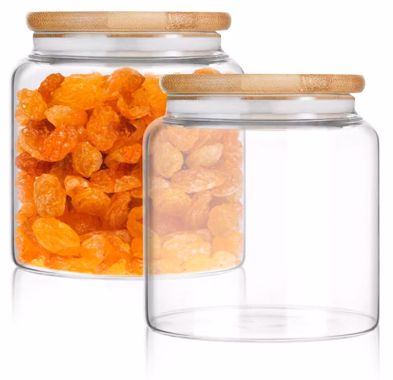 Set da 2 contenitori per alimenti da 500 ml con coperchio in bambù, ermetici