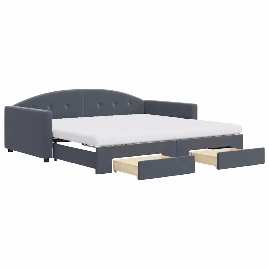 Divano Letto Estraibile con Cassetti vidaXL in Velluto Grigio per Soggiorno e Camera da Letto L/P/H: 222 x 100 x 75 cm – 2