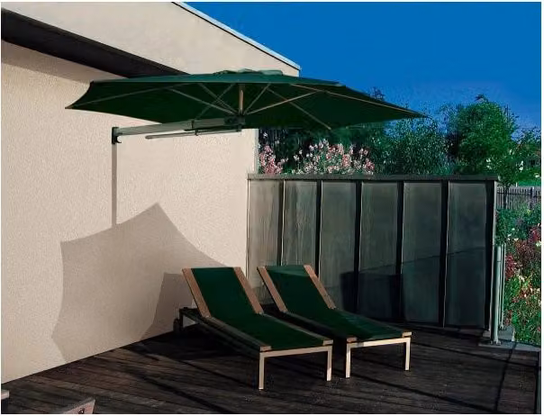 Ombrellone da muro Parrot MAFFEI Made in Italy in alluminio e poliestere verde ø 270 cm – 1