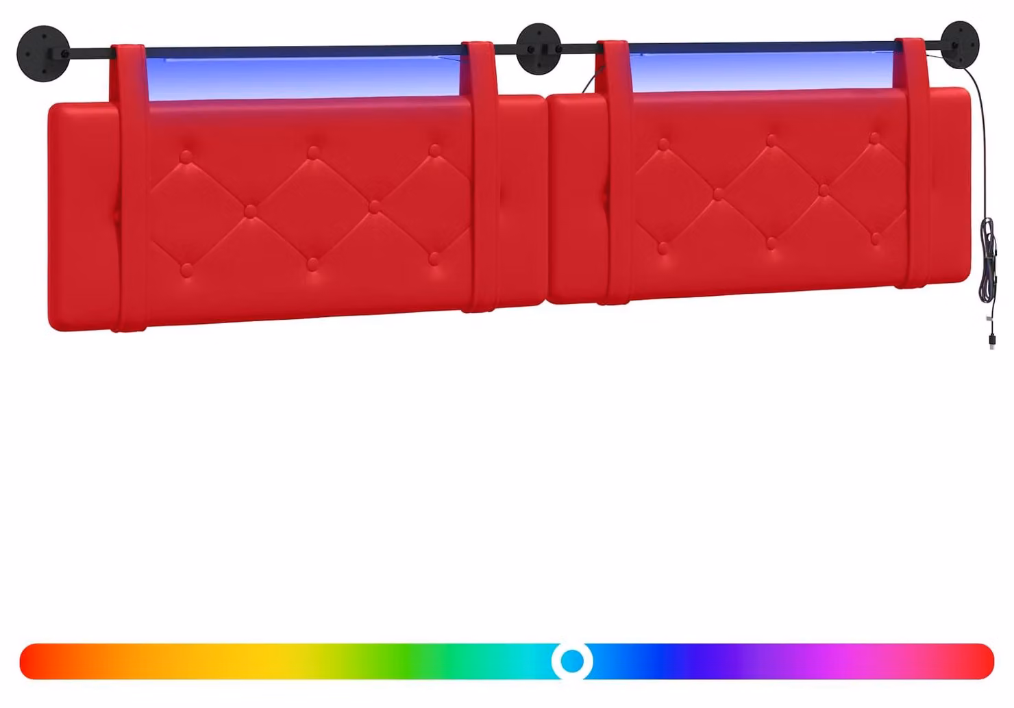 Testiera sospesa Con luce LED Rosso Pelle finta