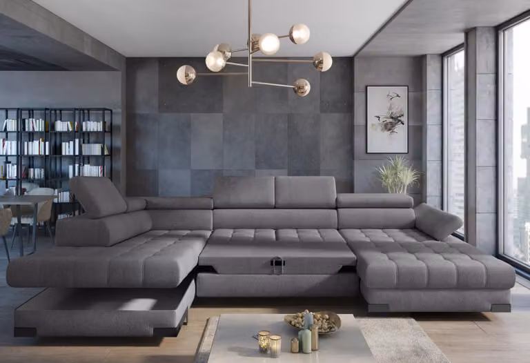Divani in tessuto, divani in pelle, divani ad angolo, divani modulari, divani design, divani ad angolo a forma di "L", divani con funzione letto