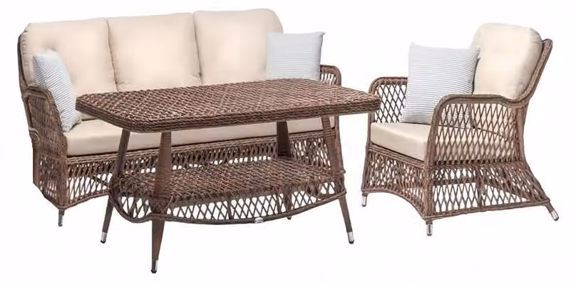 Sofagarnitur Rattanmöbel Garten Terrasse Set Outdoor Lounge Möbel Balkon 3tlg.
