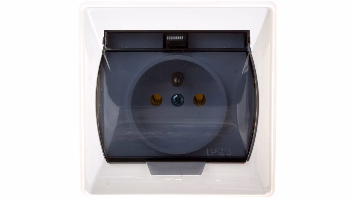 AKCENT Presa di corrente con coperchio IP44 bianco trasparente GPH-1AZ/00/d