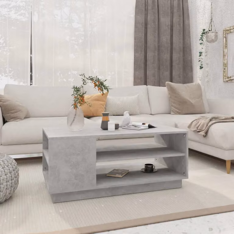 vidaXL Tavolino da Salotto Moderno Grigio in Truciolato e MDF L: 102 cm, P: 55 cm, H: 43 cm