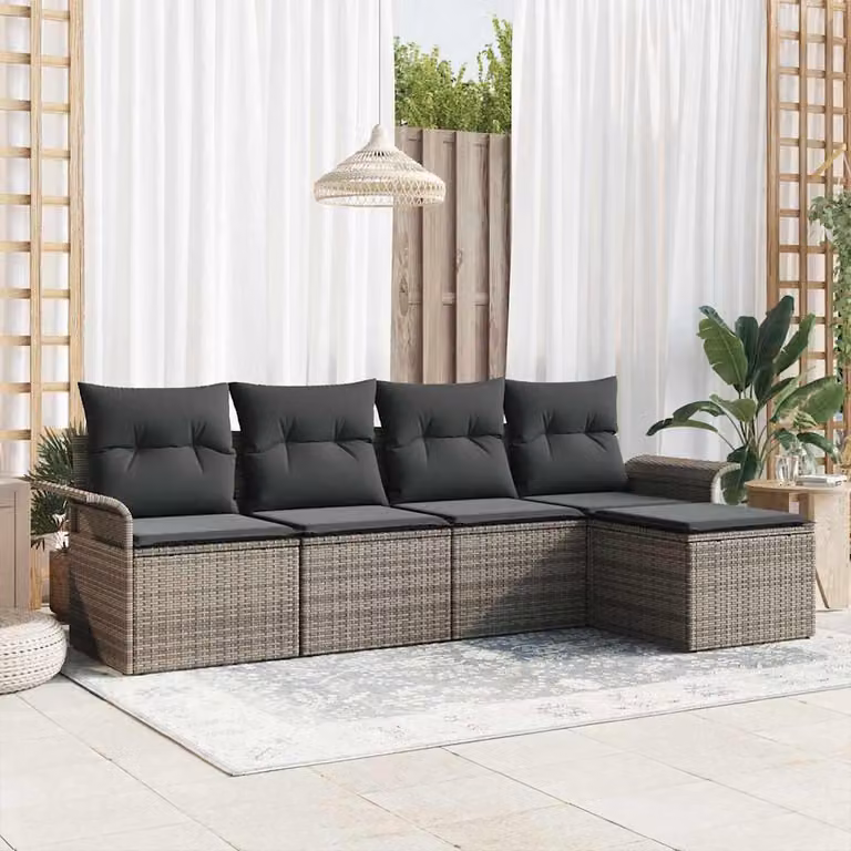 Maison Exclusive - Set Divano da Giardino con cuscino 5 pcs Grigio polyrattan